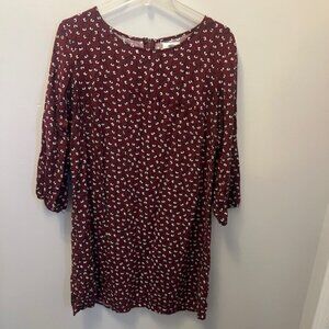 Women's Old Navy Casual Dress. Size Large Tall, Maroon flower pattern, Ex Cond!
